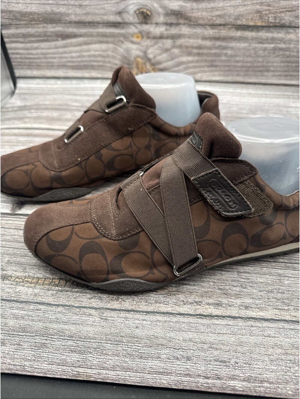 Coach Kyrie Sneakers Women's 9.5 Brown Monogram Strap Y2K Designer Streetwear